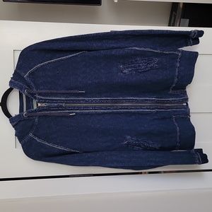 Denim Zip Up Hoodie